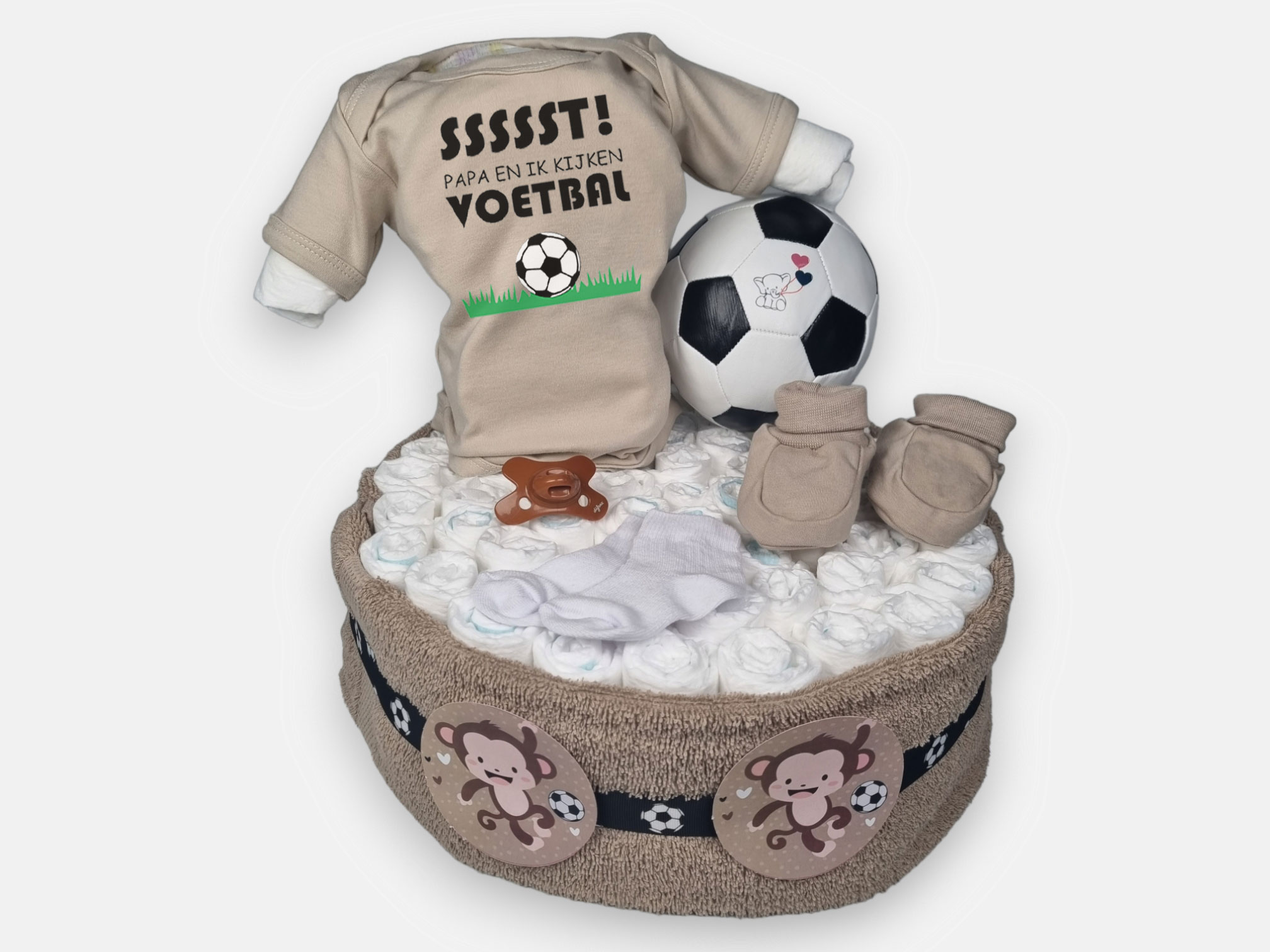 Baby-Voetbal-Luiertaart-Bruin